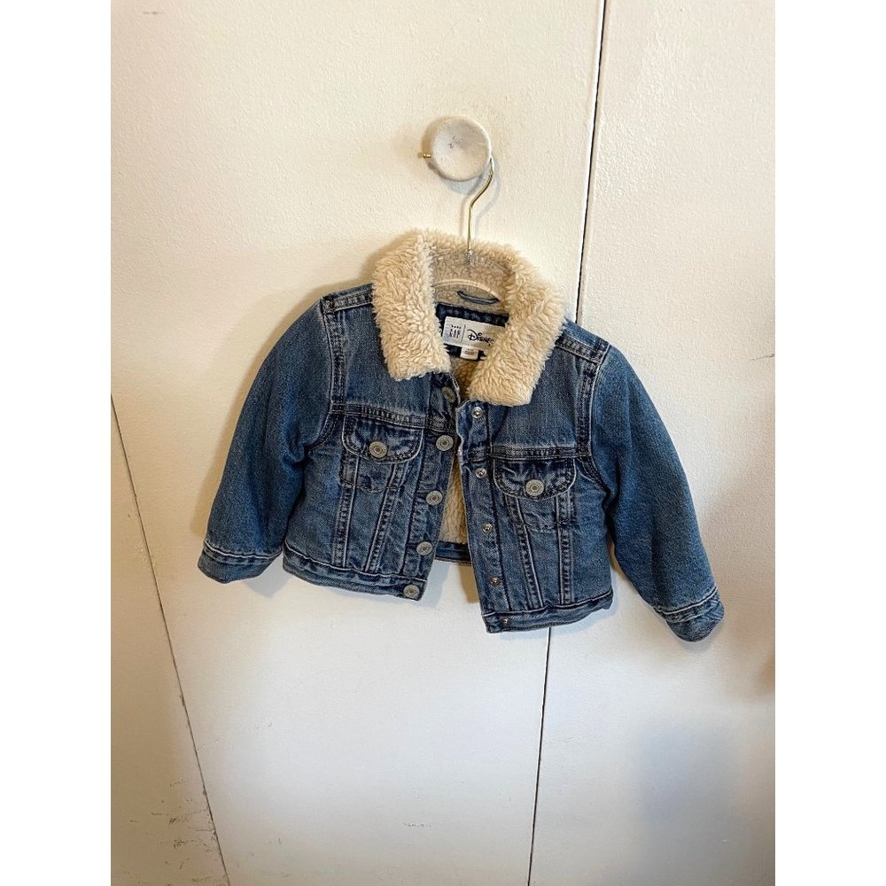 Baby Gap Disney jean jacket. Sheep skin lining on the inside. Size 18-24 months